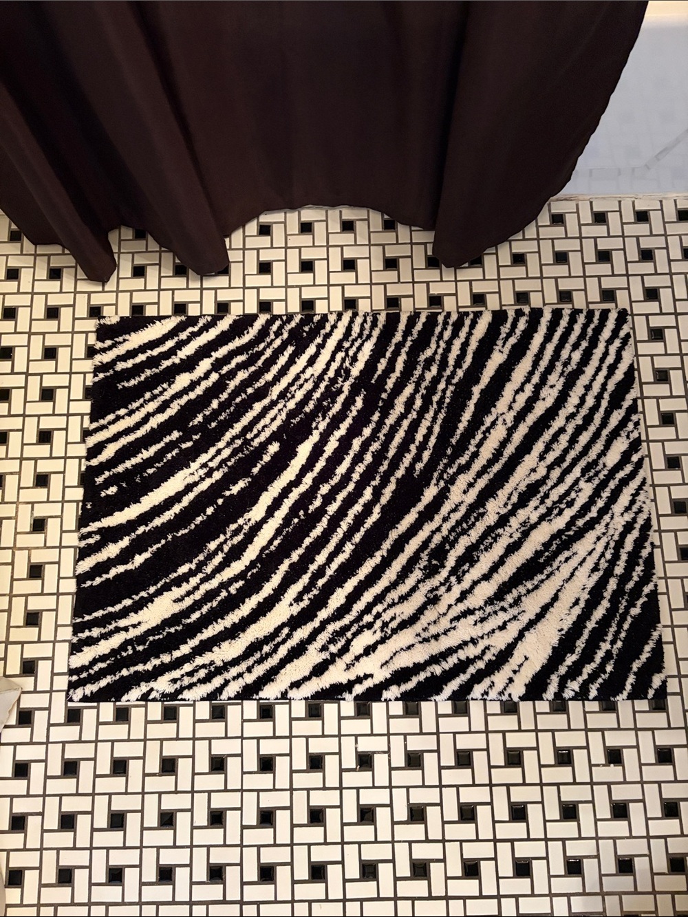 Zebra-Print Black and White Bath Mat - Home Bath